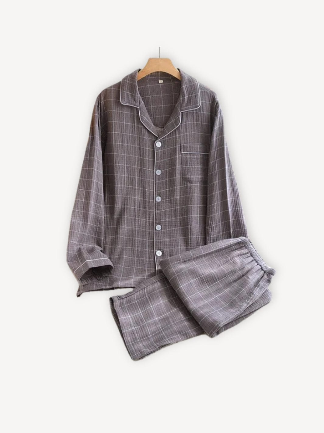Pyjama femme coton | Carreaux Gris / M