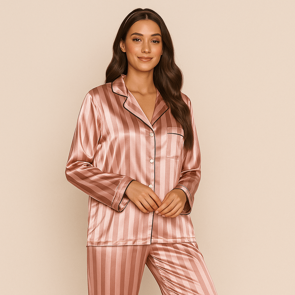 Pyjama femme satin | Rose à rayures Rose / S