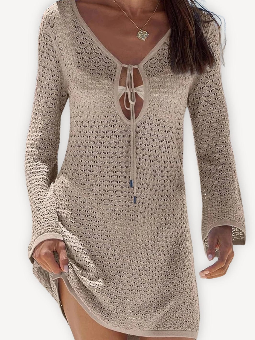 Robe de plage courte | Femme Beige / S