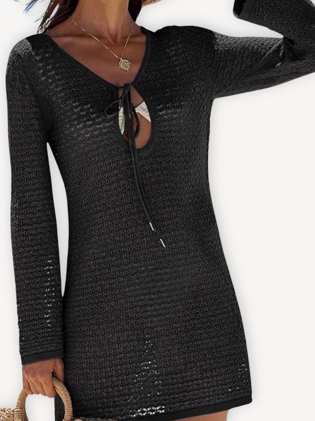 Robe de plage courte | Femme Noir / L