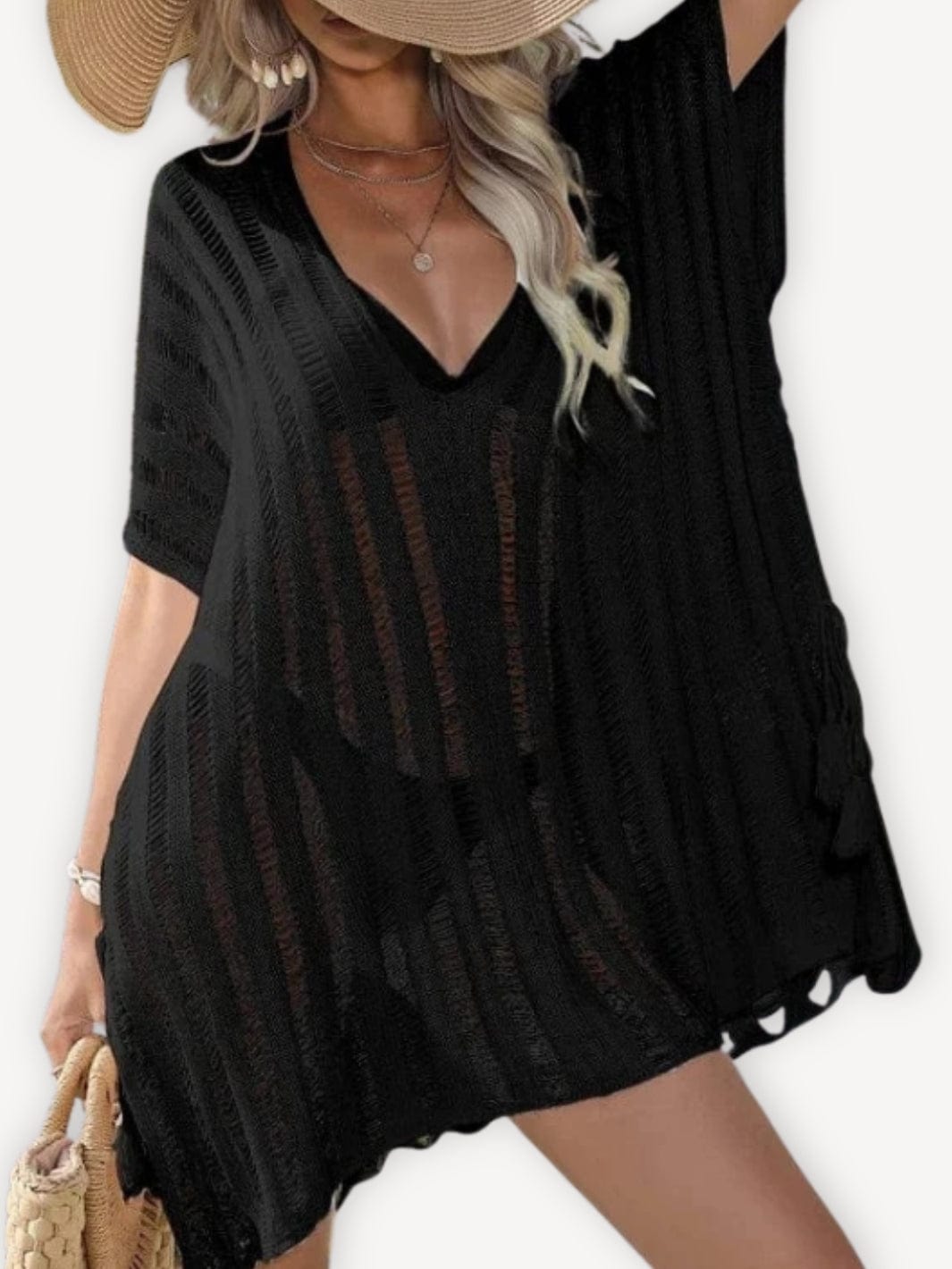 Robe de plage | Crochet Noir