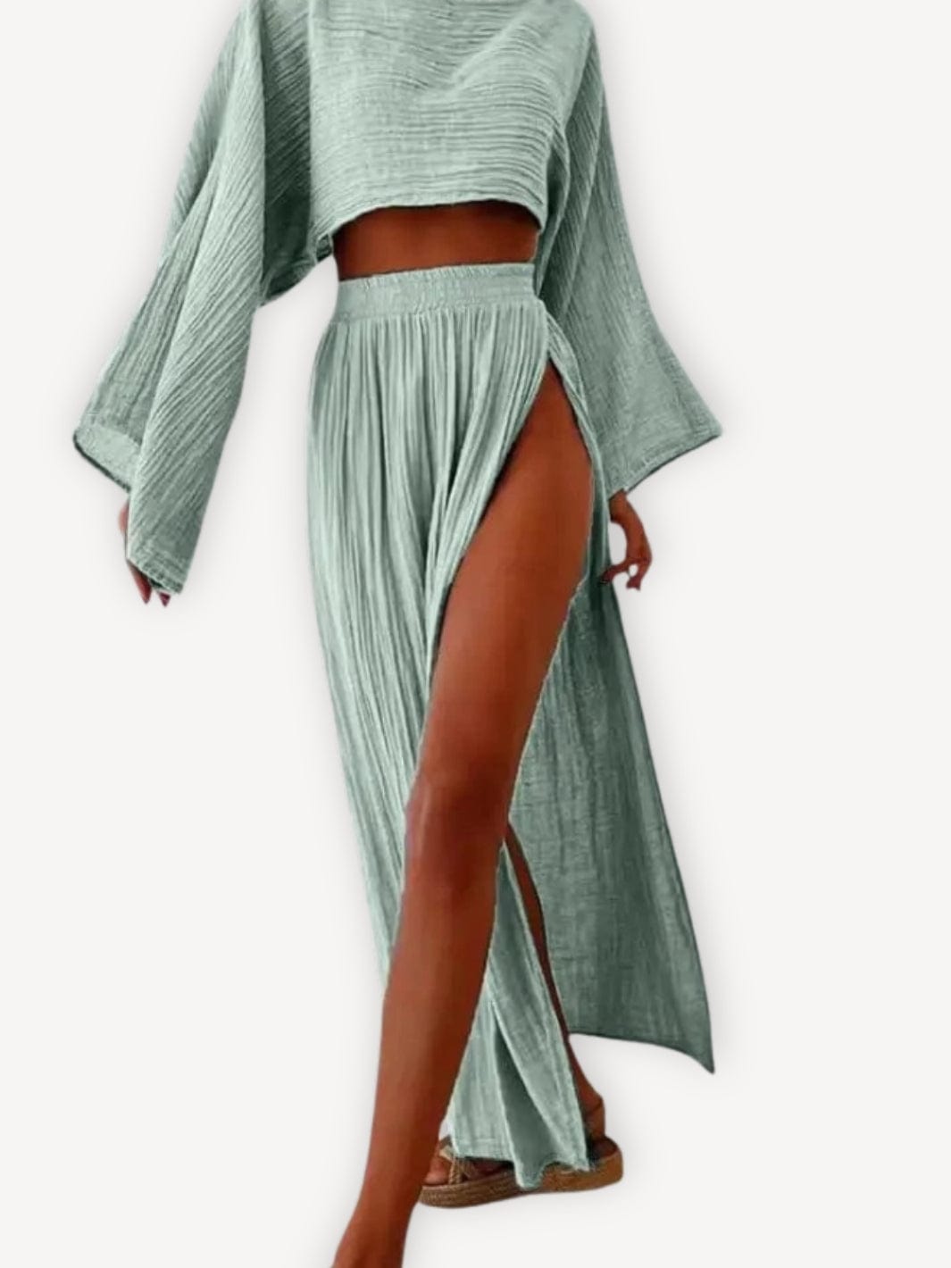 Robe de plage | Noire Vert / M