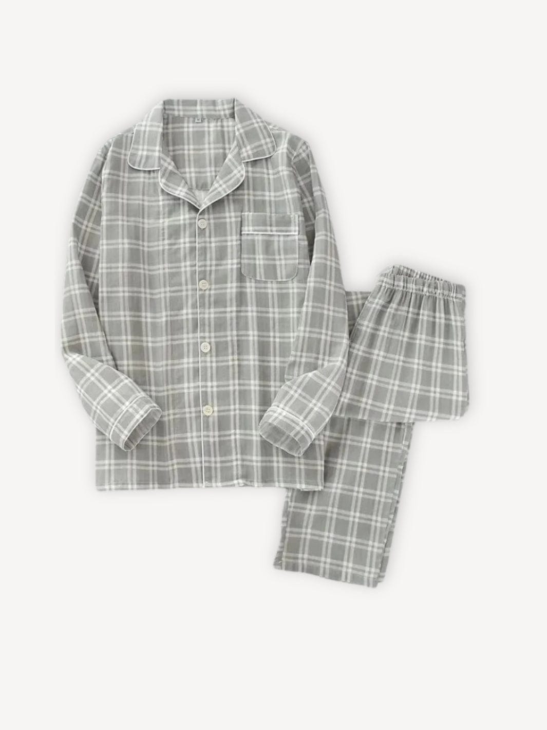 Chemise pyjama femme | Carreaux Gris / M