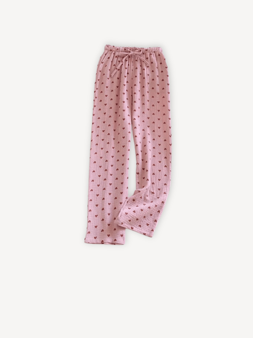 Pantalon | Pyjama femme coton été Rose cœurs / M