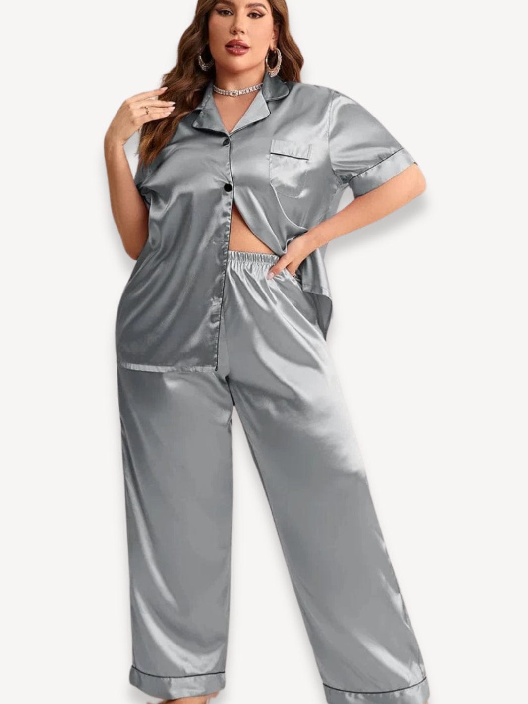 Pyjama chaud femme | Grande taille Gris / XL