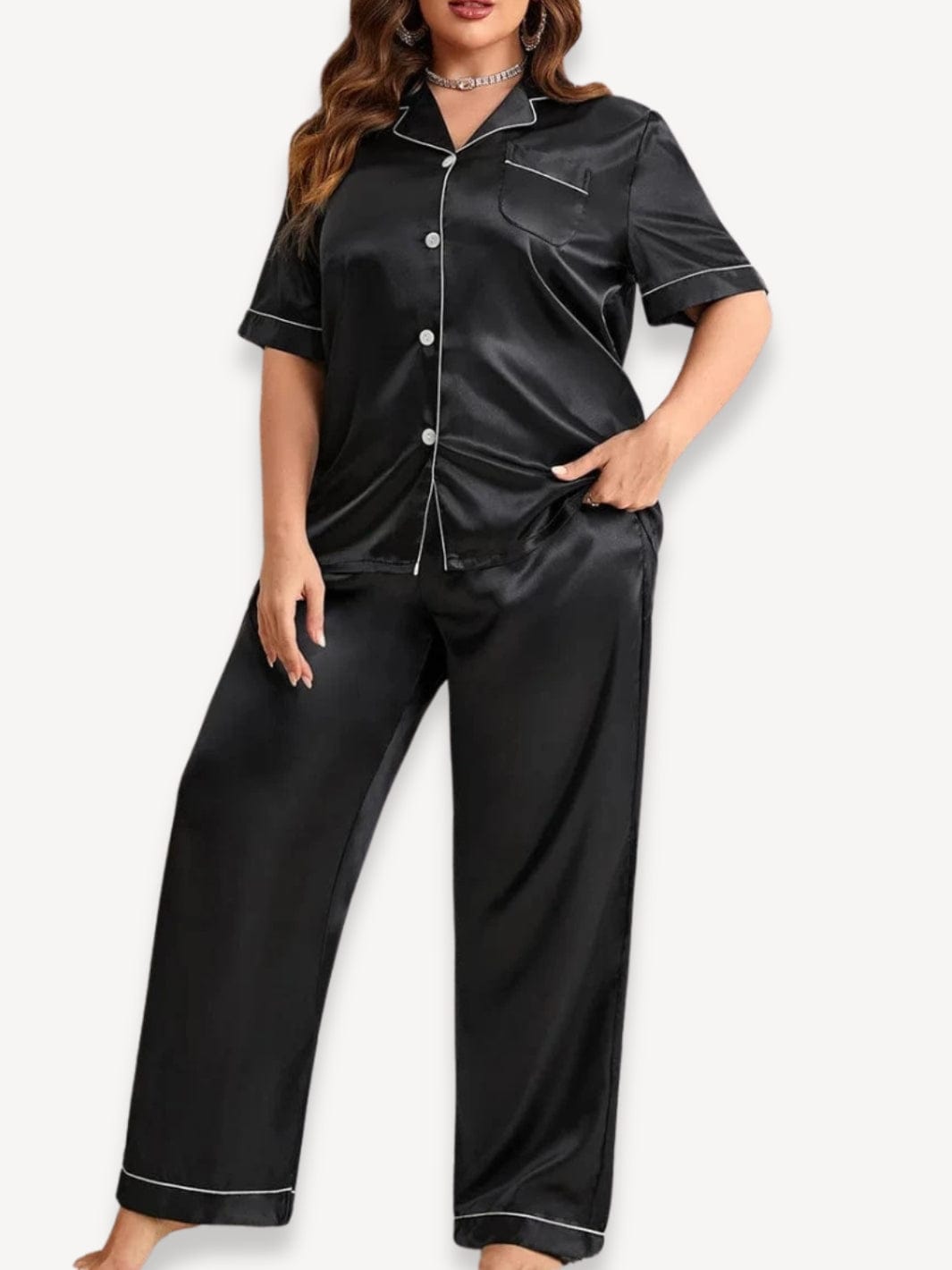 Pyjama chaud femme | Grande taille Noir / XL