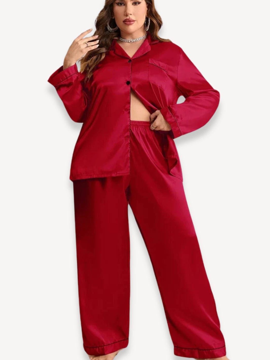 Pyjama chaud femme | Grande taille Rouge / XL