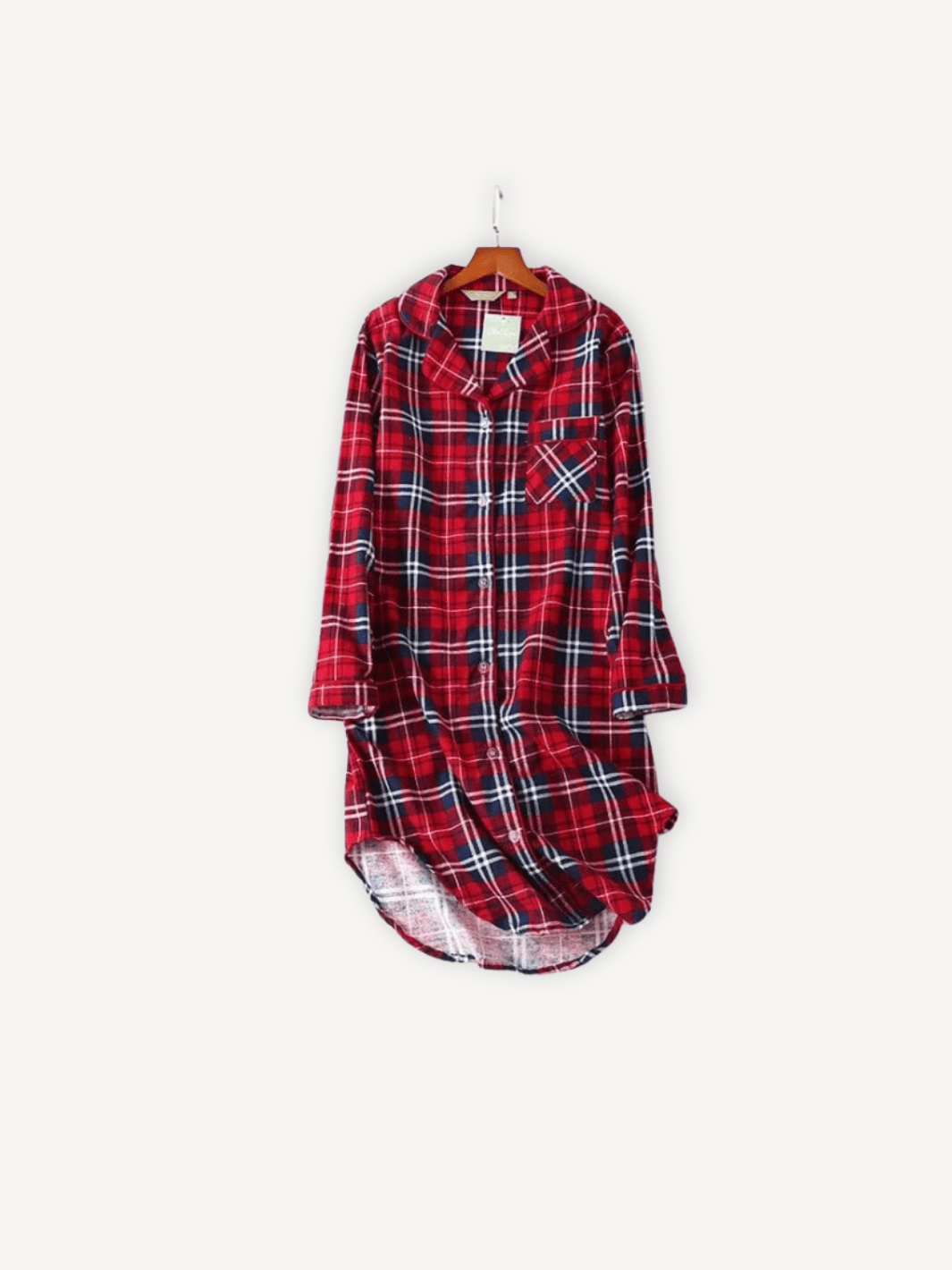 Pyjama chemise carreaux femme | Classe Rouge | Blanc / S