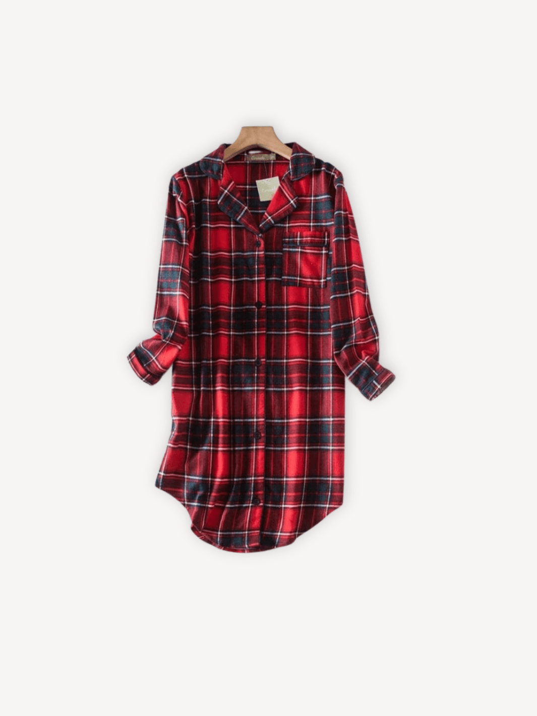 Pyjama chemise carreaux femme | Classe Rouge | Noir / S