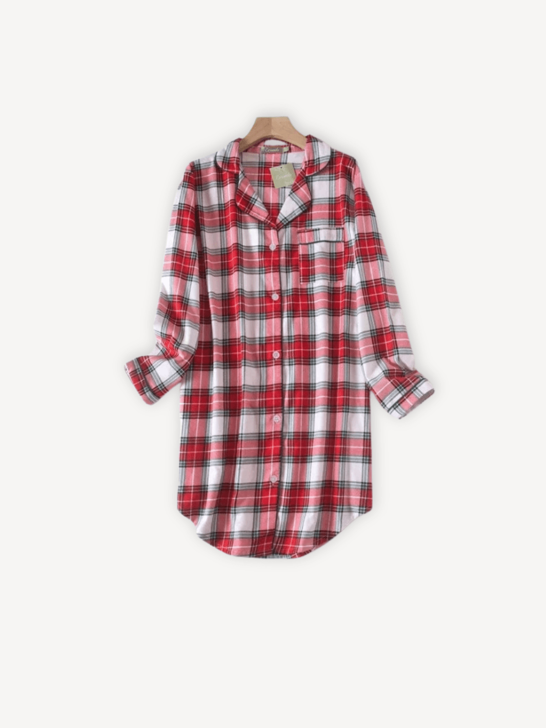 Pyjama chemise longue | Femme Rouge | Blanc / XL