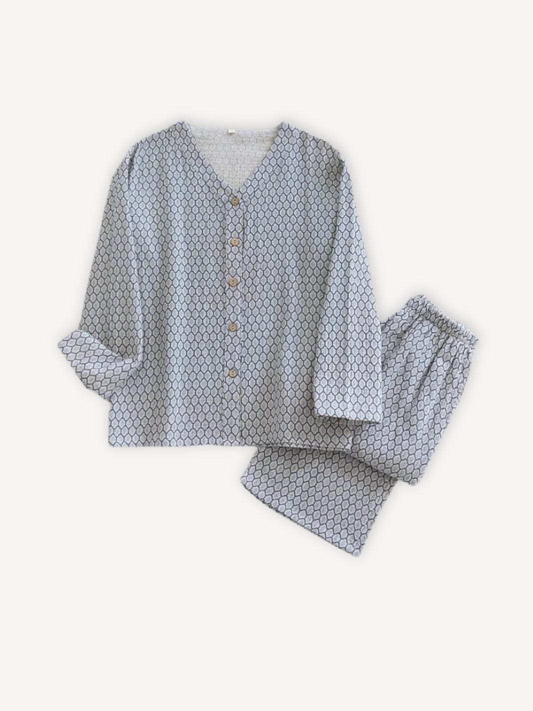 Pyjama femme 100% coton | Hiver Bleu / S