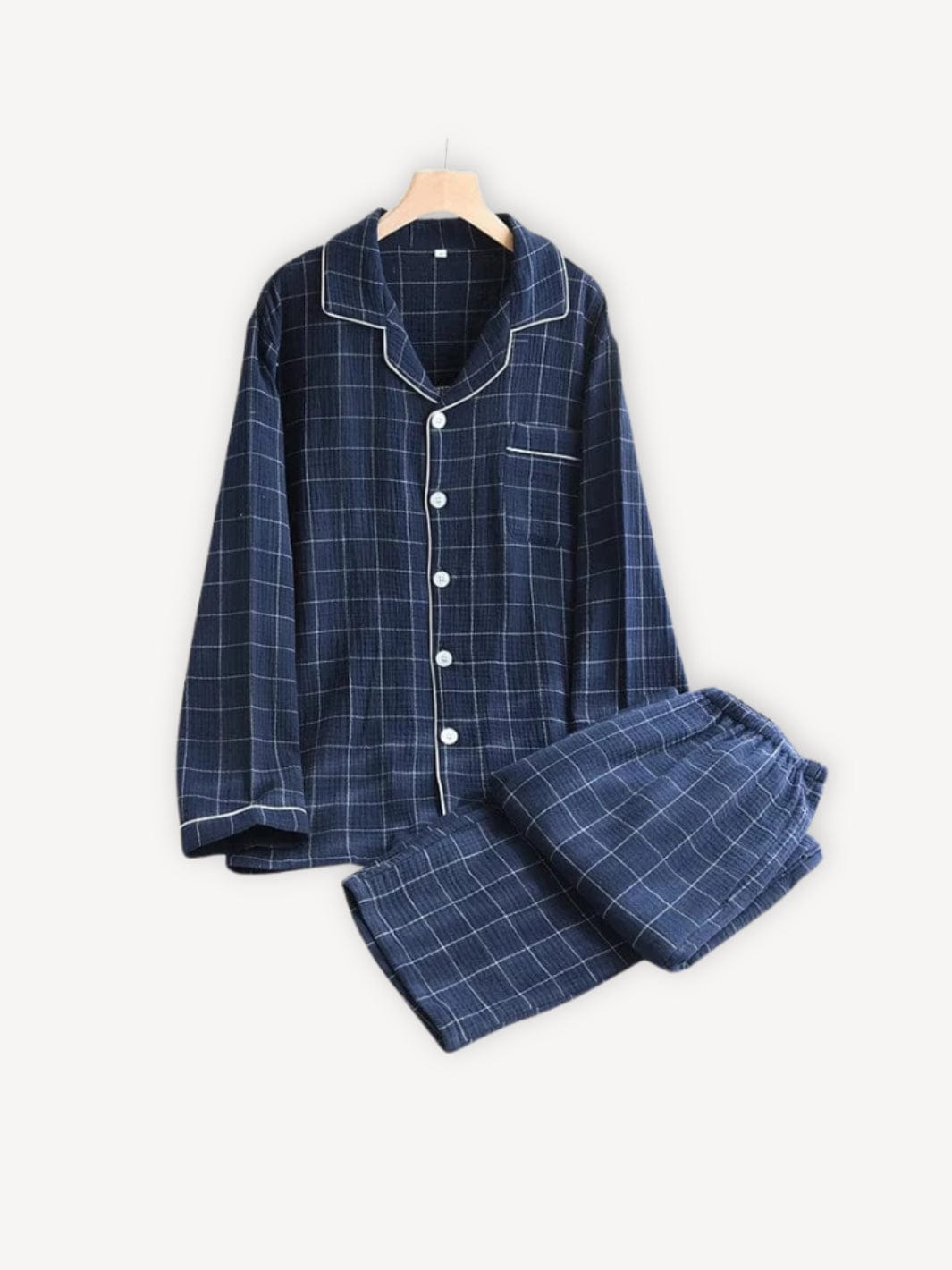 Pyjama femme coton | Carreaux Bleu / M