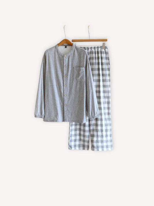 Pyjama femme coton | Manches longues Gris / M