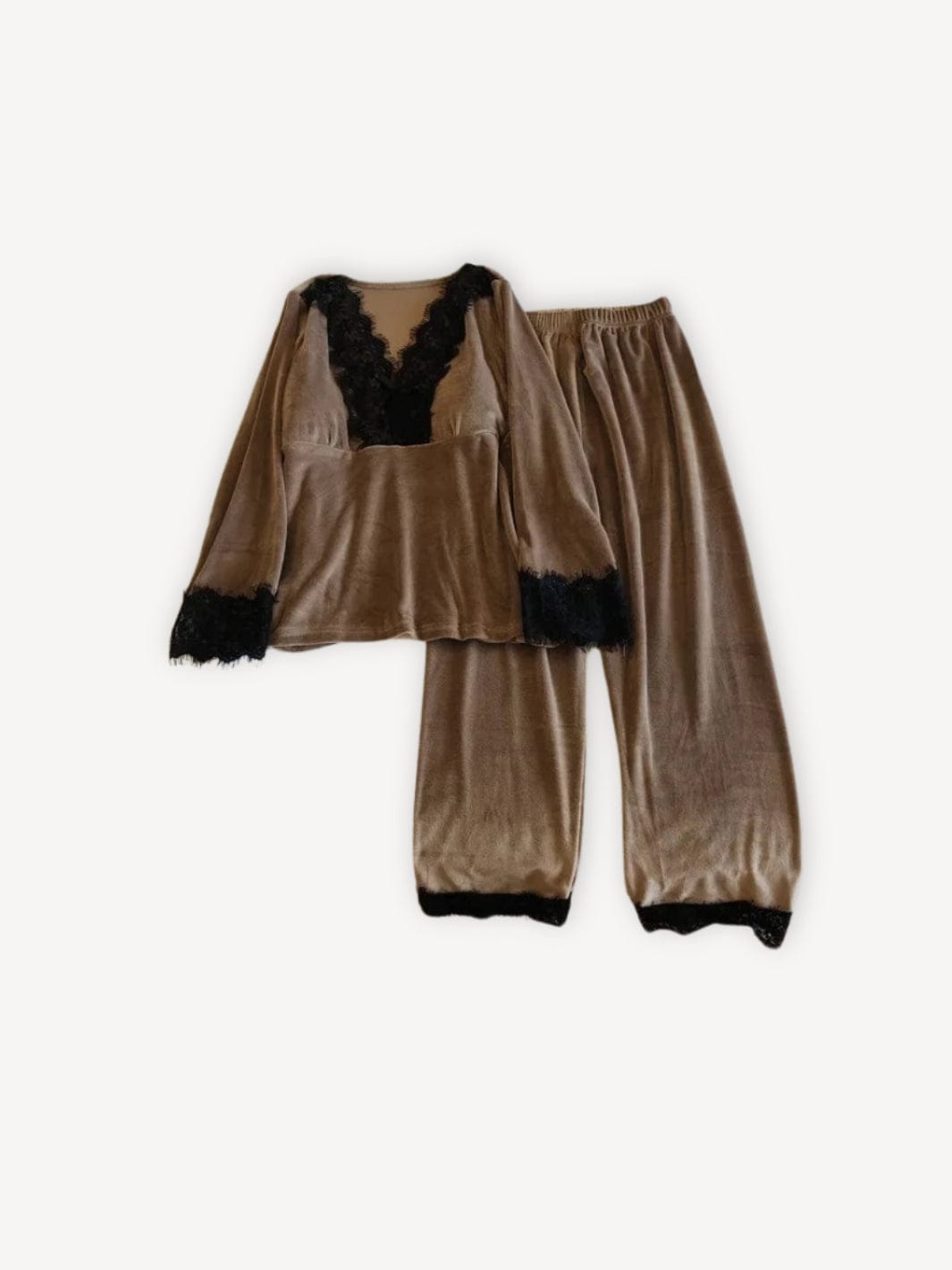 Pyjama femme hiver | Velours Marron / M
