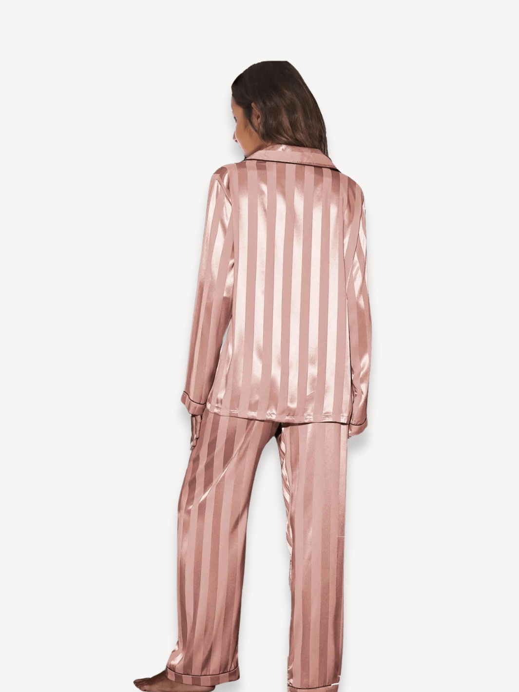 Pyjama femme satin | Rose à rayures