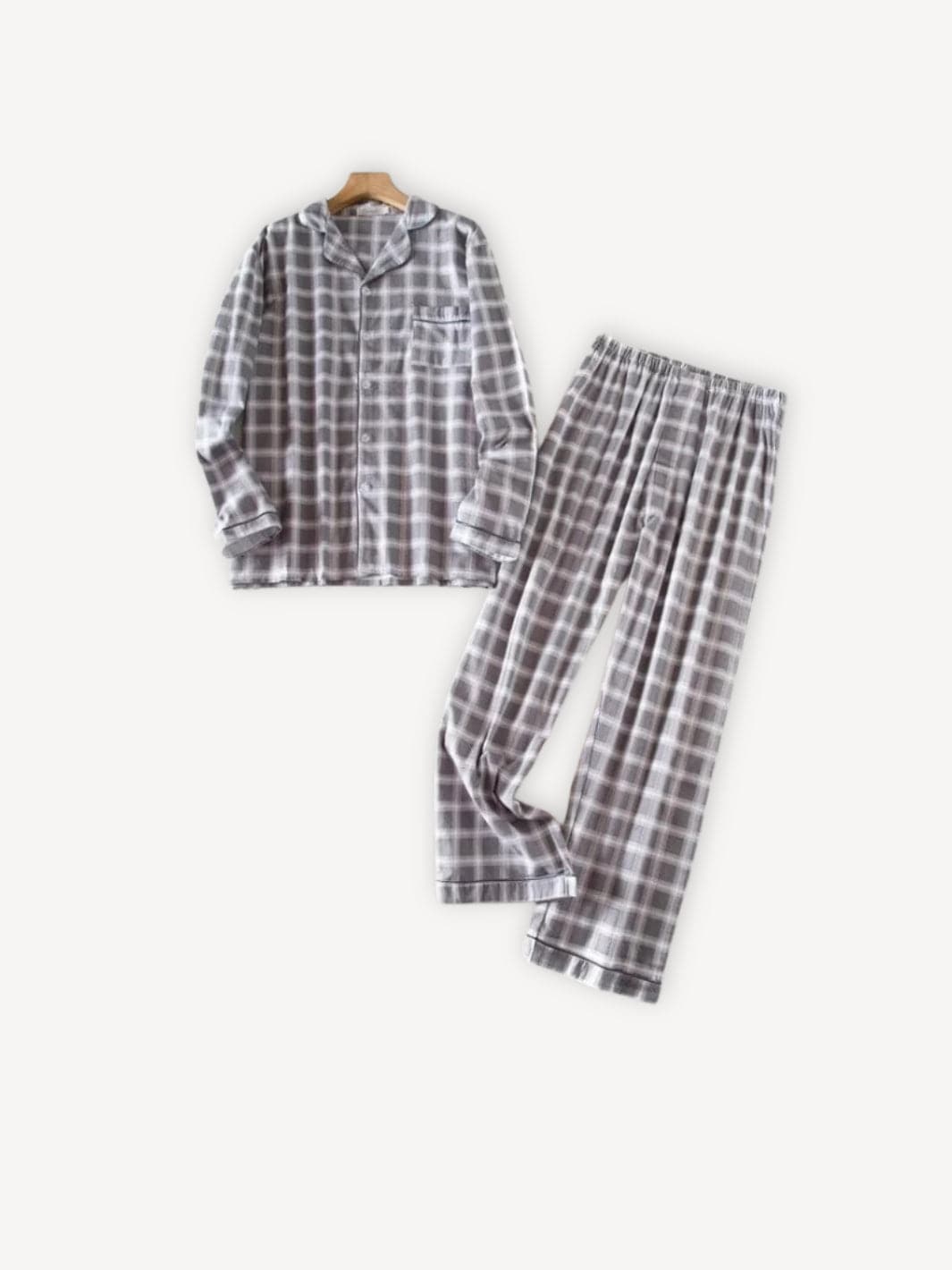 Pyjama flanelle | Carreaux gris Gris | Blanc / S