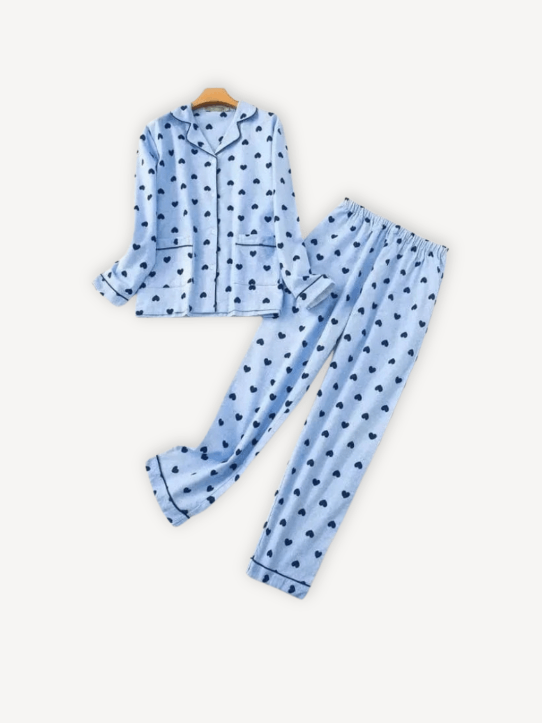 Pyjama flanelle | QueenSize Bleu à cœurs / S