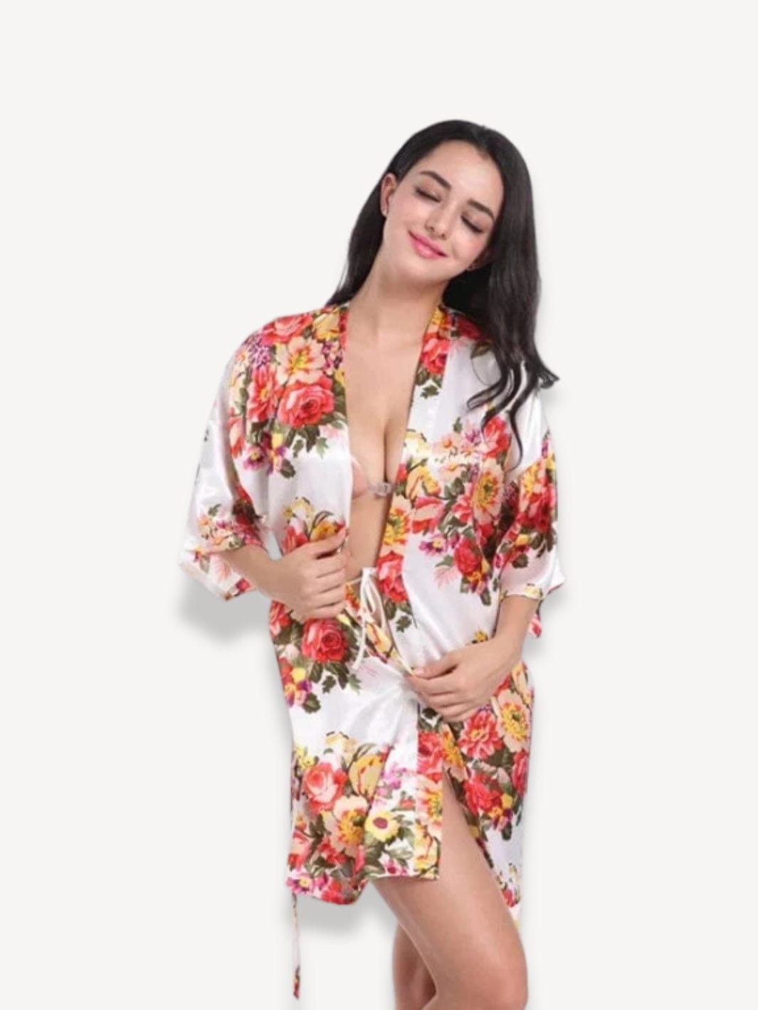 Pyjama kimono satin | Femme Blanc / M