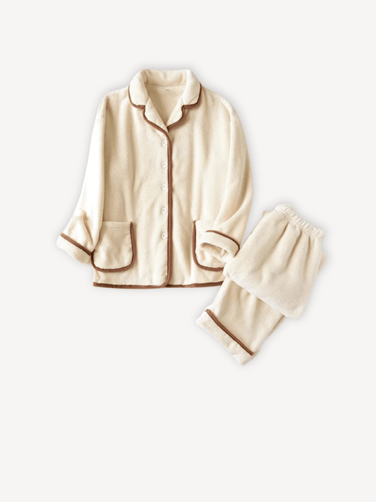 Pyjama | Polaire Beige | Blanc / M