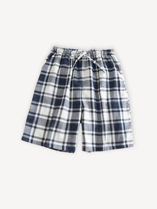 Pyjama short carreaux | Homme Bleu | Blanc / M