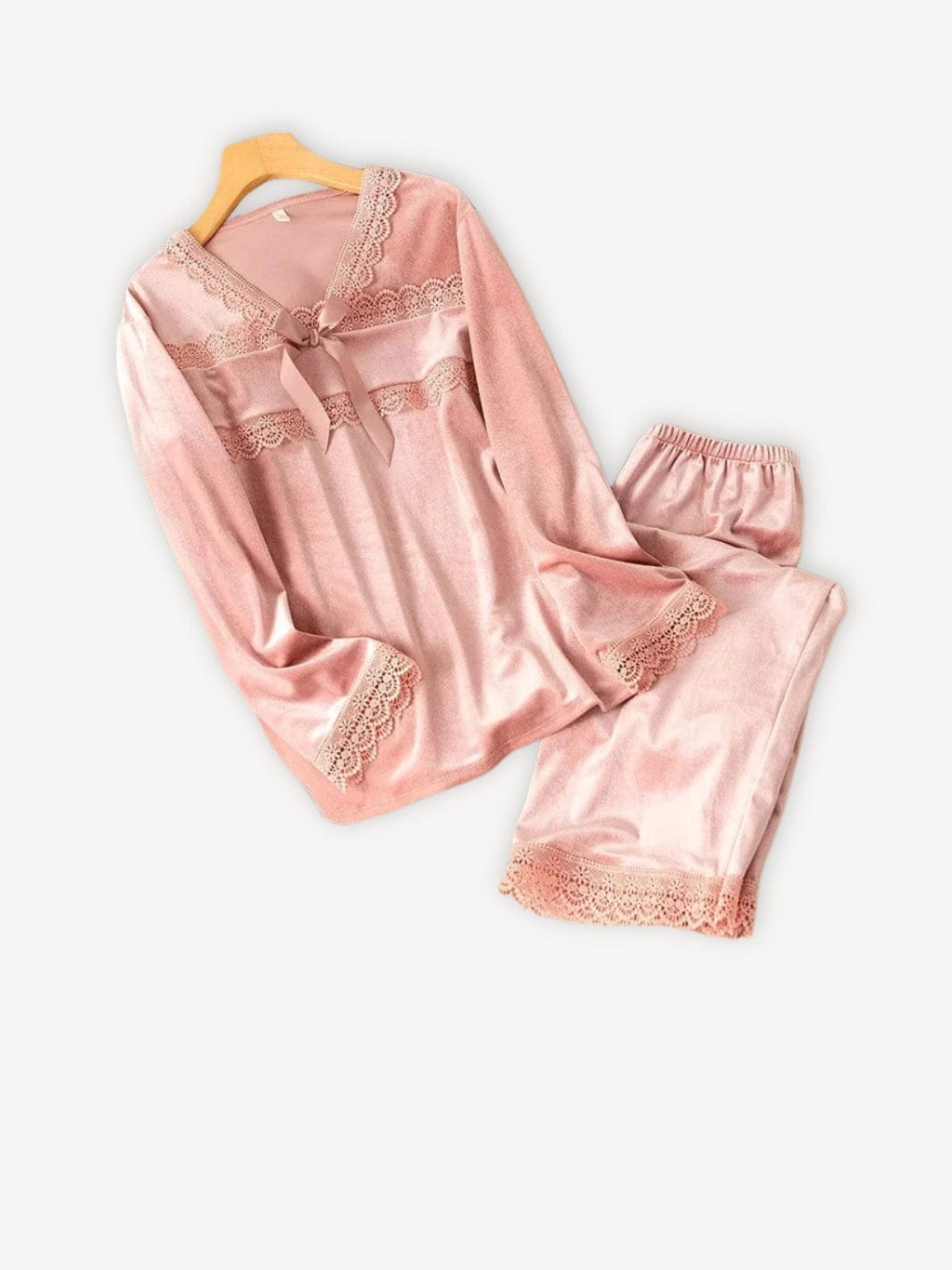 Pyjama velours | Ouverture devant Rose / M