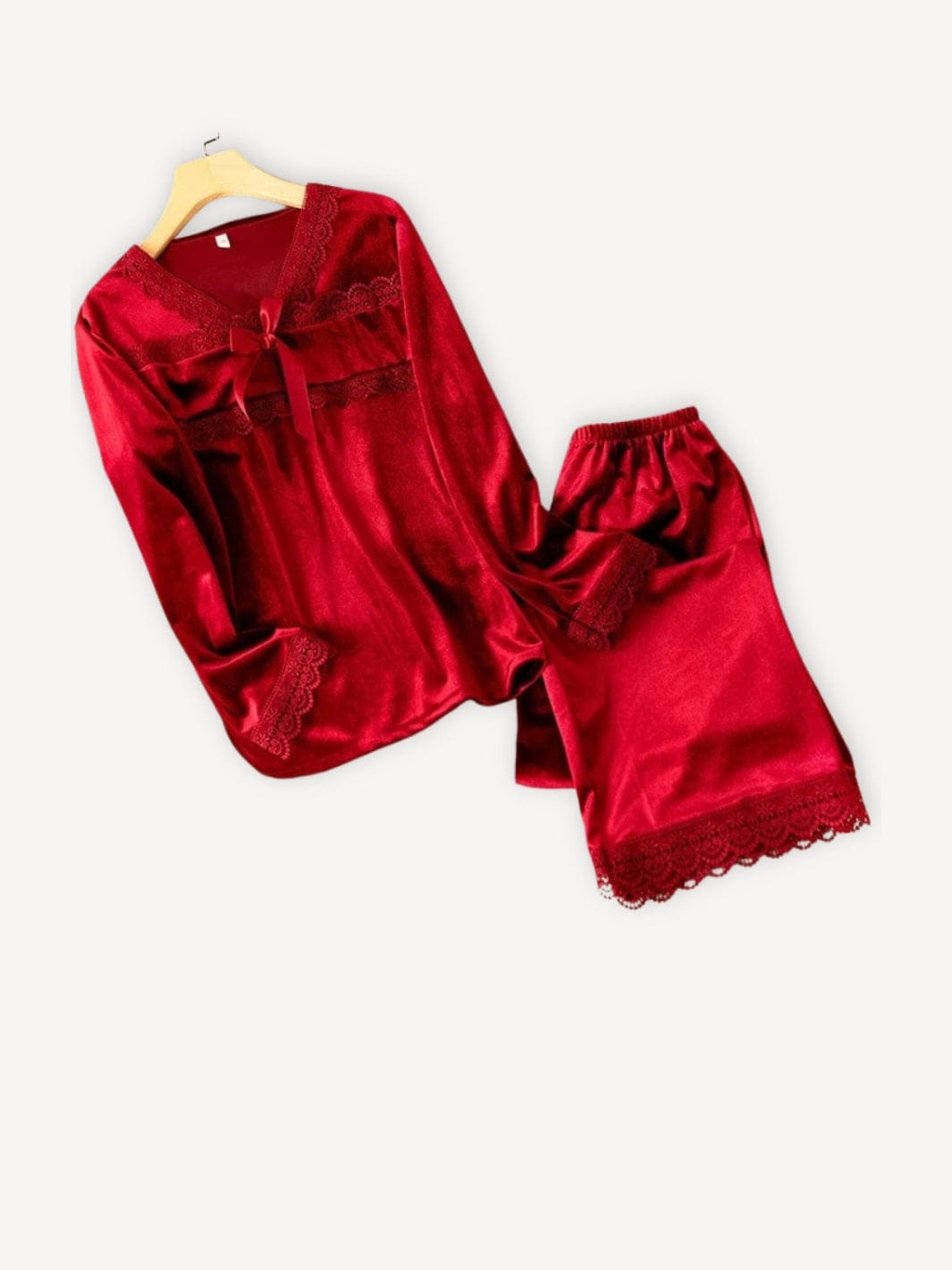 Pyjama velours | Ouverture devant Rouge / M