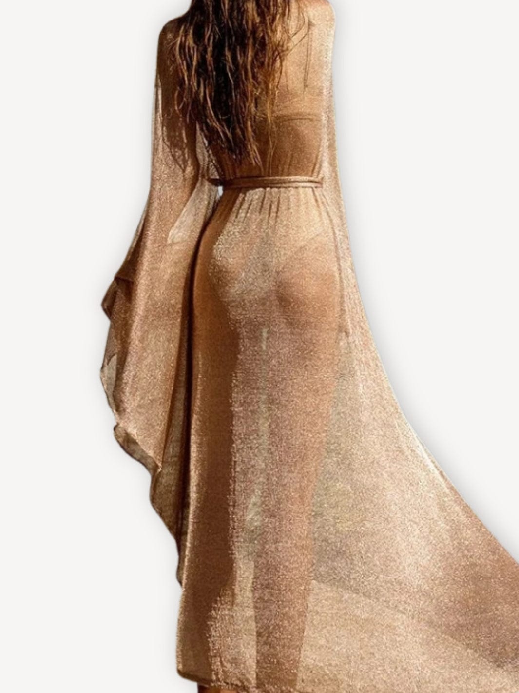 Robe de plage longue | Transparente Beige