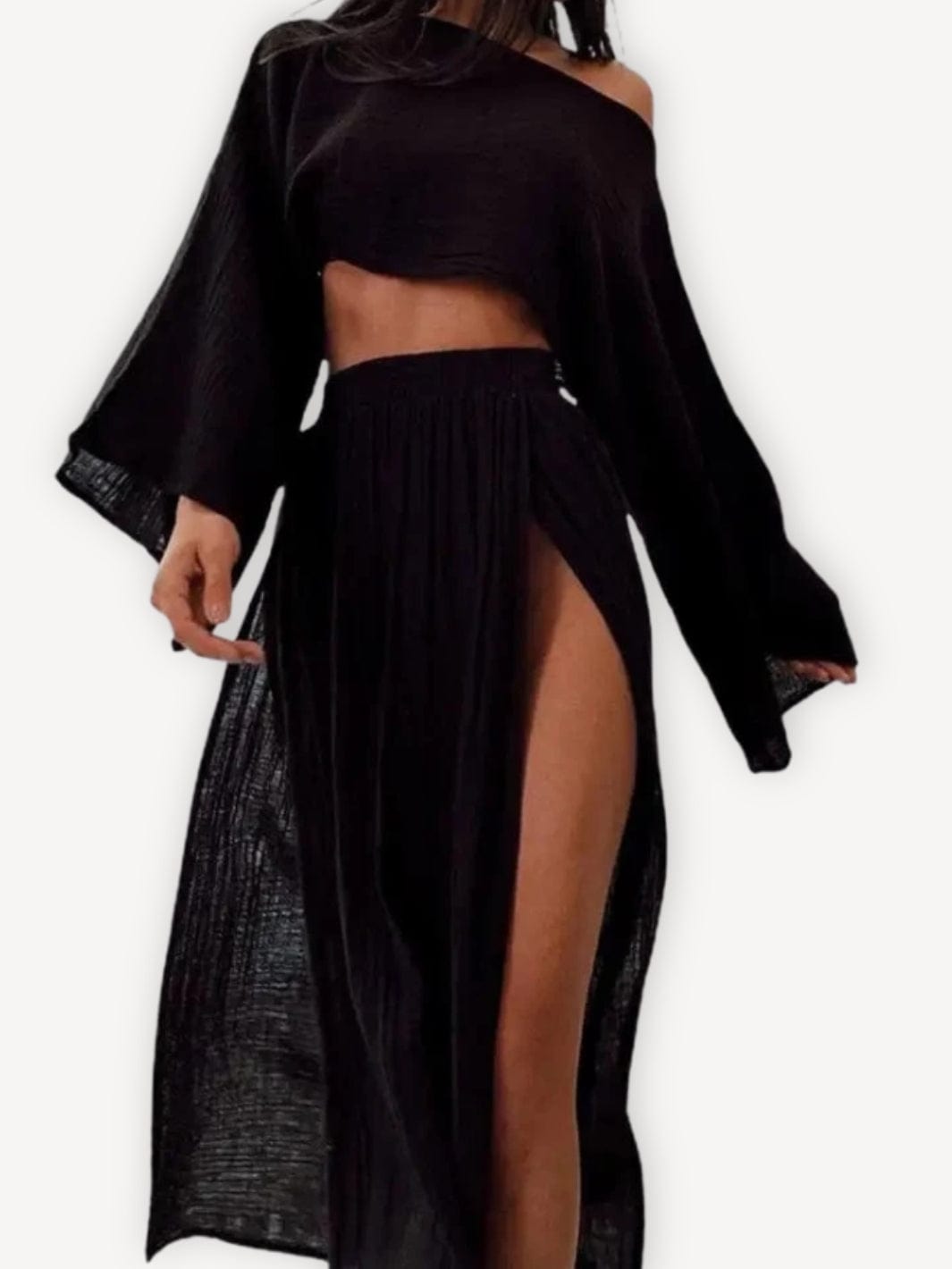 Robe de plage | Noire Noir / M